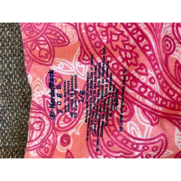 NordicTrack athletic racer back LARGE new build in bra floral yoga pink orange - Picture 11 of 14